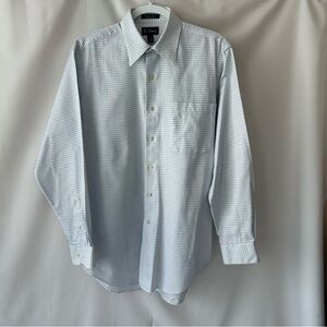 Paul Fredrick Light Blue Checkered Dress Shirt